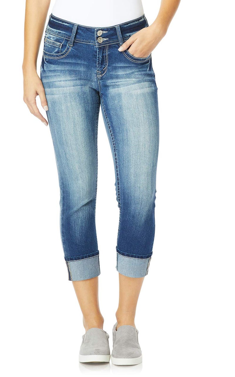 WallFlower Luscious Curvy 23.5â€ Mid-Rise Cropped Jeans for Women, Insta Stretch Denim in Petite, Midsize, Plus Size, Juniors Jeans - Jenna, 11 - Image 1
